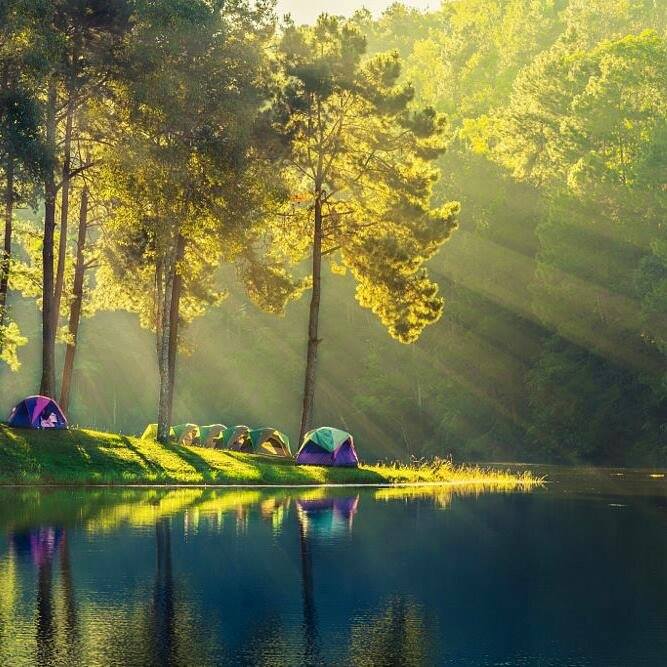 Nature - Lake - tents sun