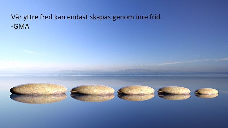 Zen stones row from large to small in water with blue sky and p